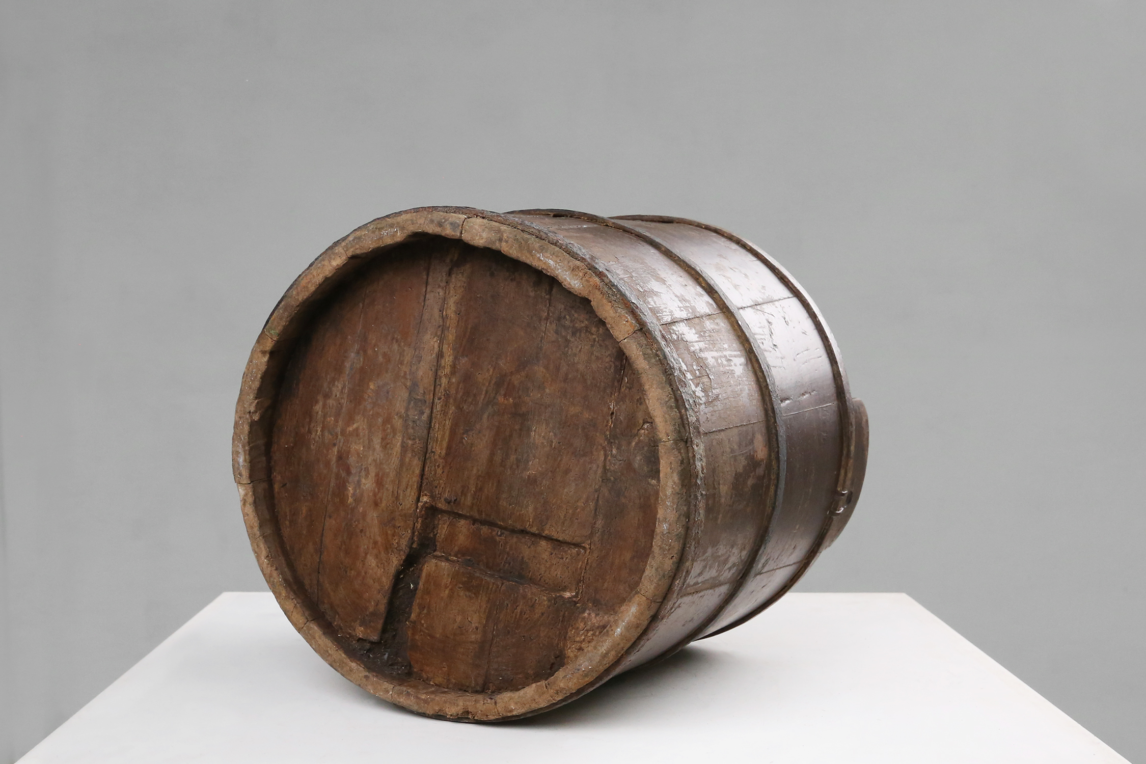 Wooden and wrought Iron water, grain bucket, circa 1860thumbnail